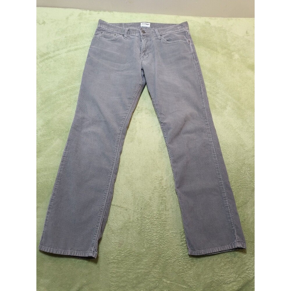 Old Navy Men 34x32 Gray Corduroy Pants Straight Fit Cotton Cords Casual Work